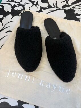NEW Jenni Kayne Black Shearling Slip-On Mules